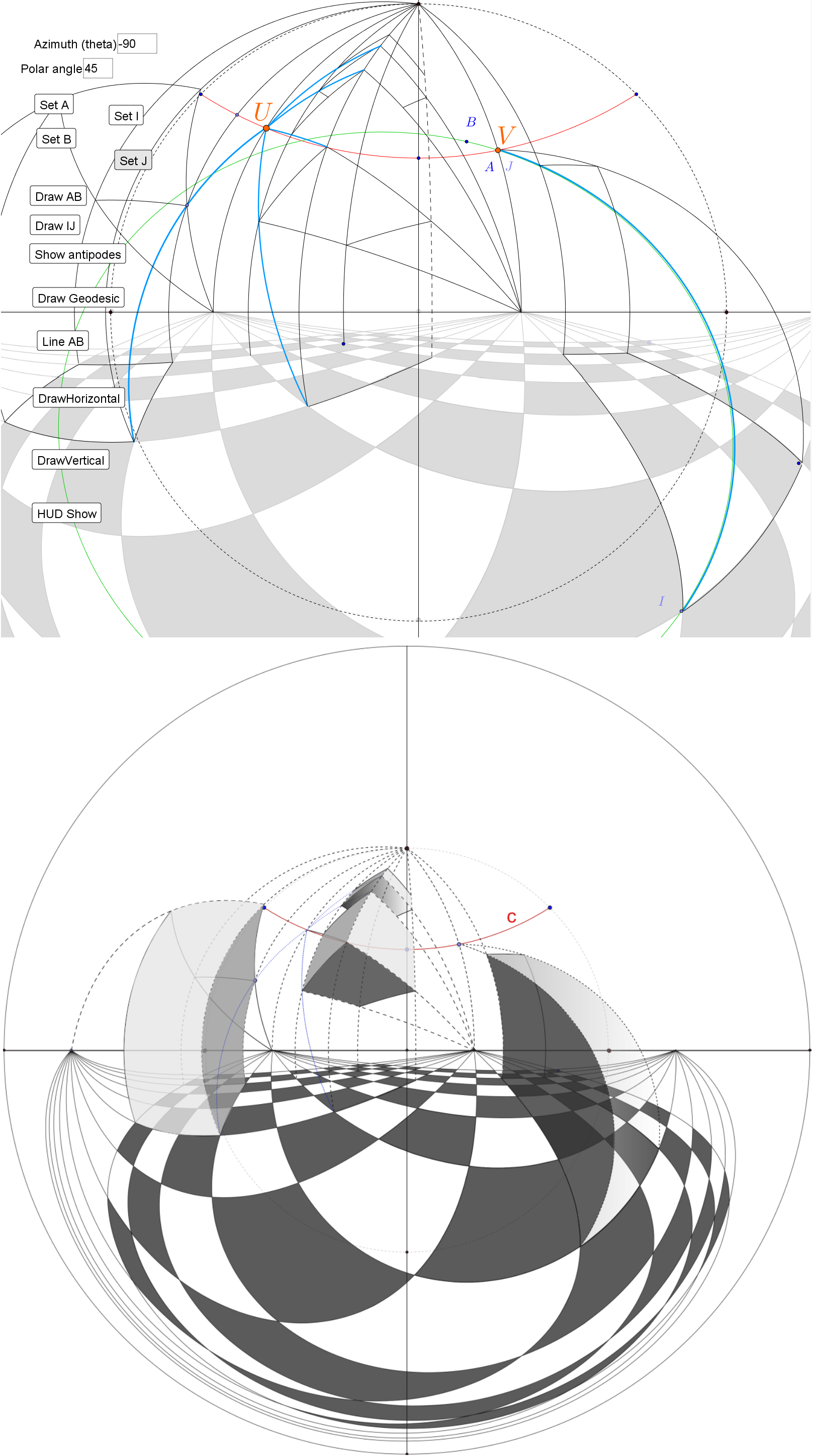 Spherical Perspective grid and cubes